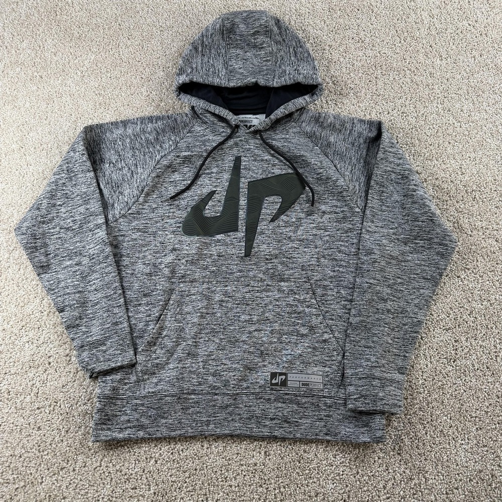 Dude Perfect Battles Hoodie Mens Medium Gray Pullover Fleece Sweatshirt Logo